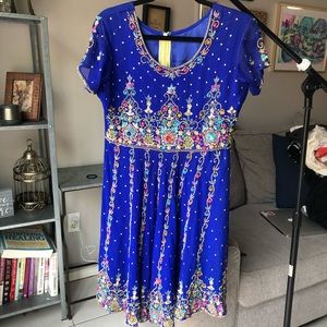 Vintage Royal Blue Beaded Dress
